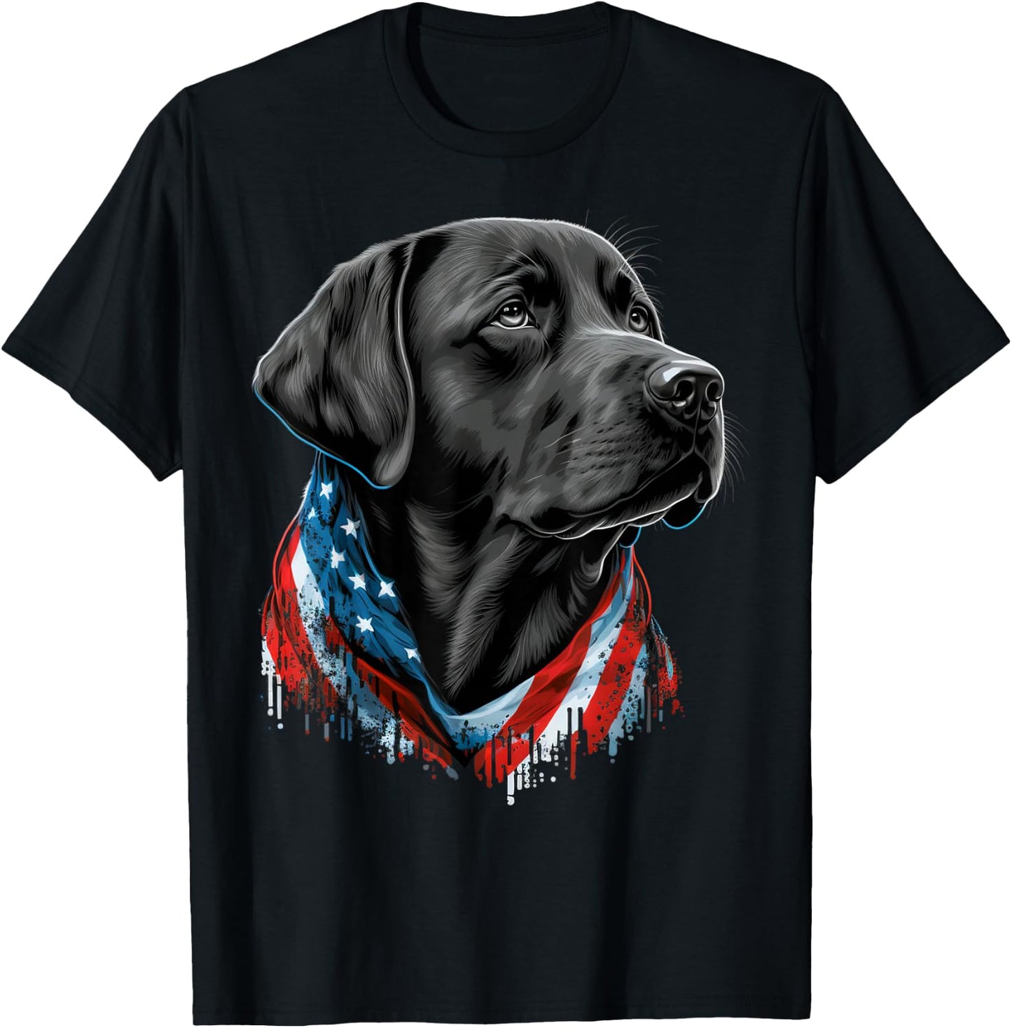 USA 4th of July Black Patriotic American Labrador Retriever T-Shirt - T-Shirt | Black