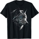 Wolf Portrait Blue Eyes - Artwork | Animal Motif Wolf T-Shirt - T-Shirt | Black