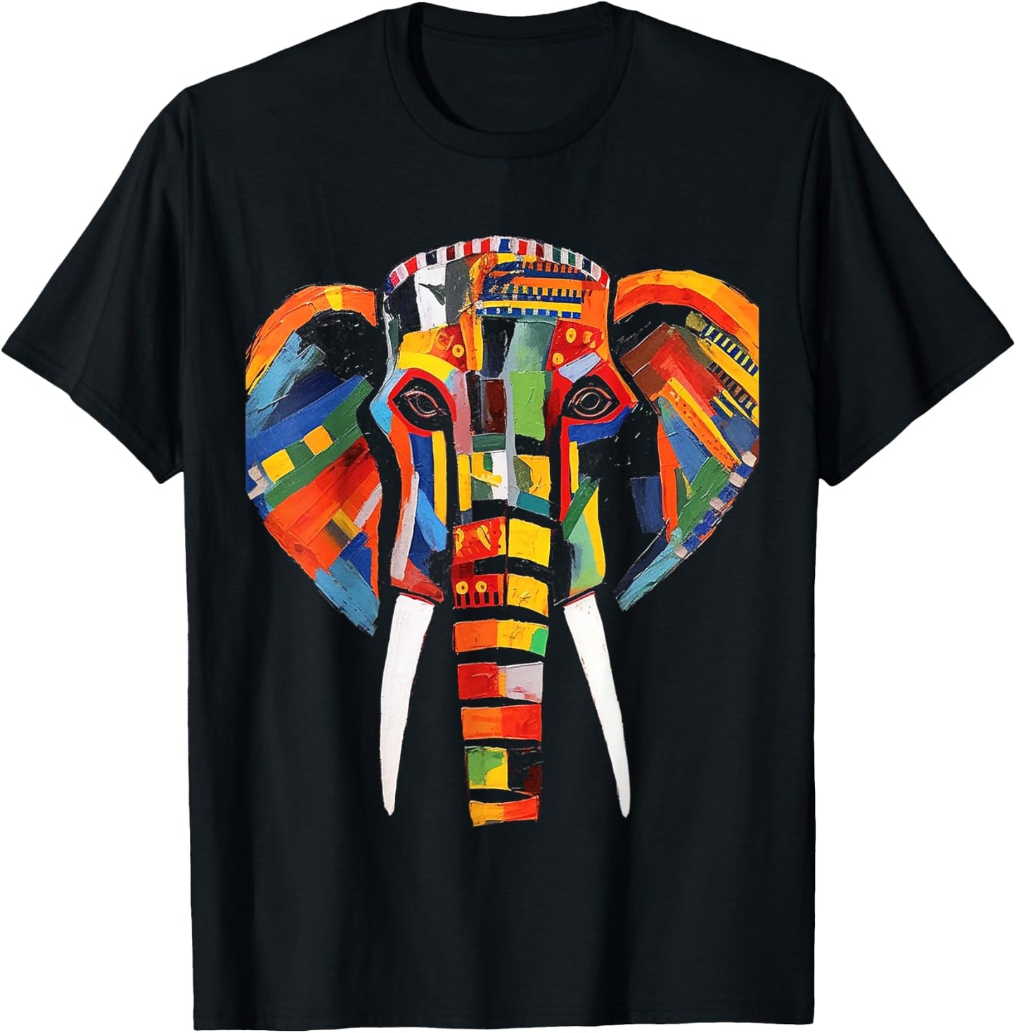Elephant Colourful Artwork - Animal Motif Art Animal Elephant T-Shirt - T-Shirt | Black