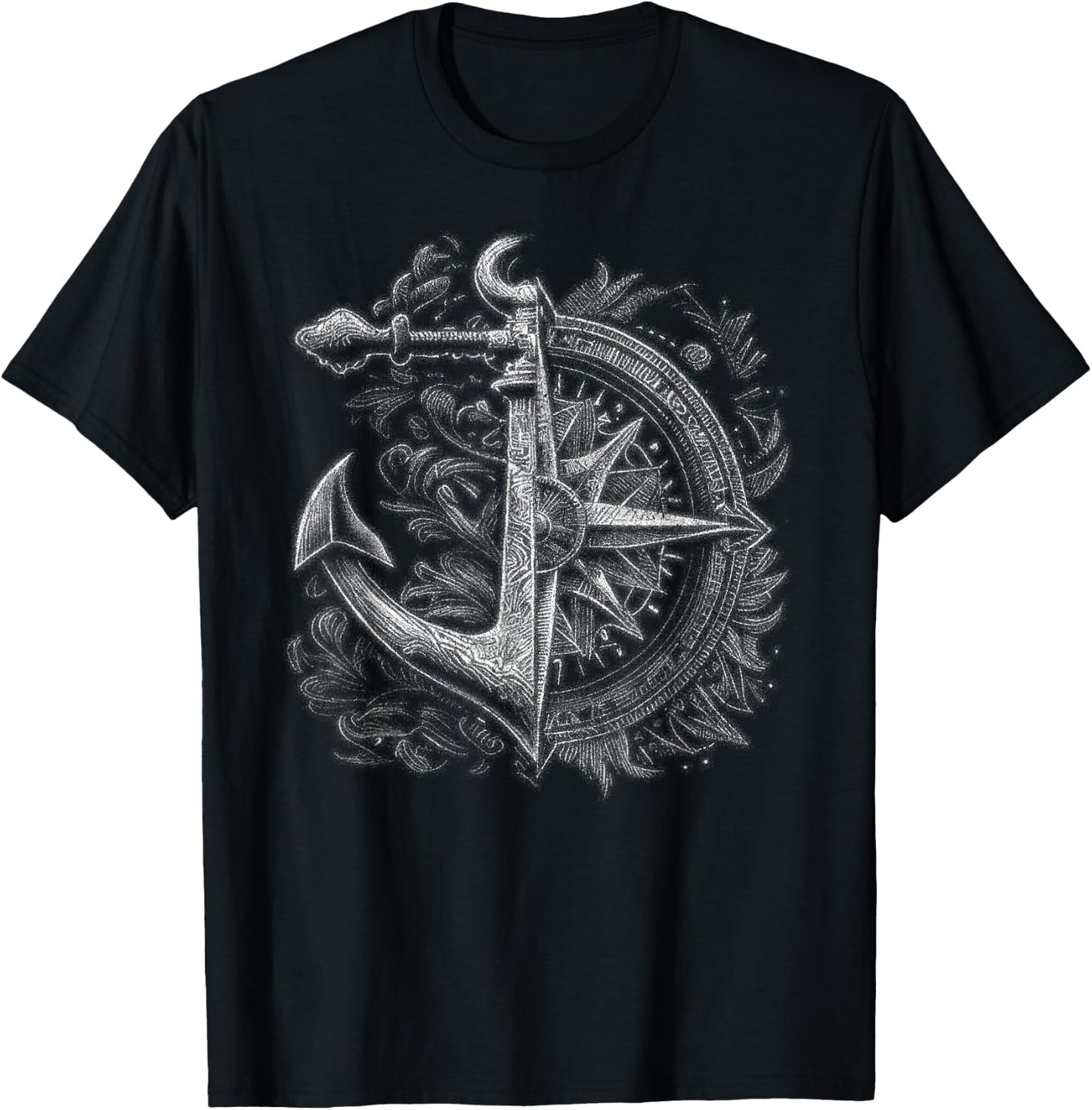 Compass and Anchor Boating Ocean sea Retro Vintage Sailor T-Shirt - T-Shirt | Black