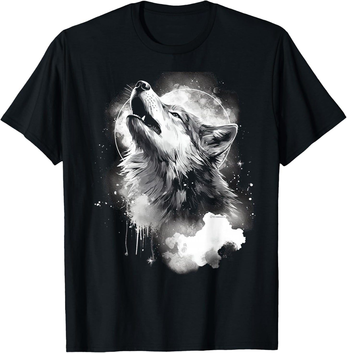 Wolves howling at moon wolf wild animal T-Shirt - T-Shirt | Black