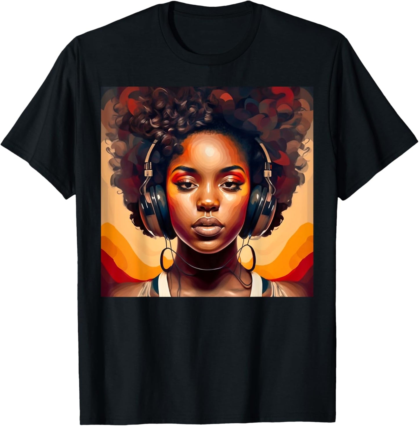 Excessivism Black Woman Listening to Music African American T-Shirt - T-Shirt | Black
