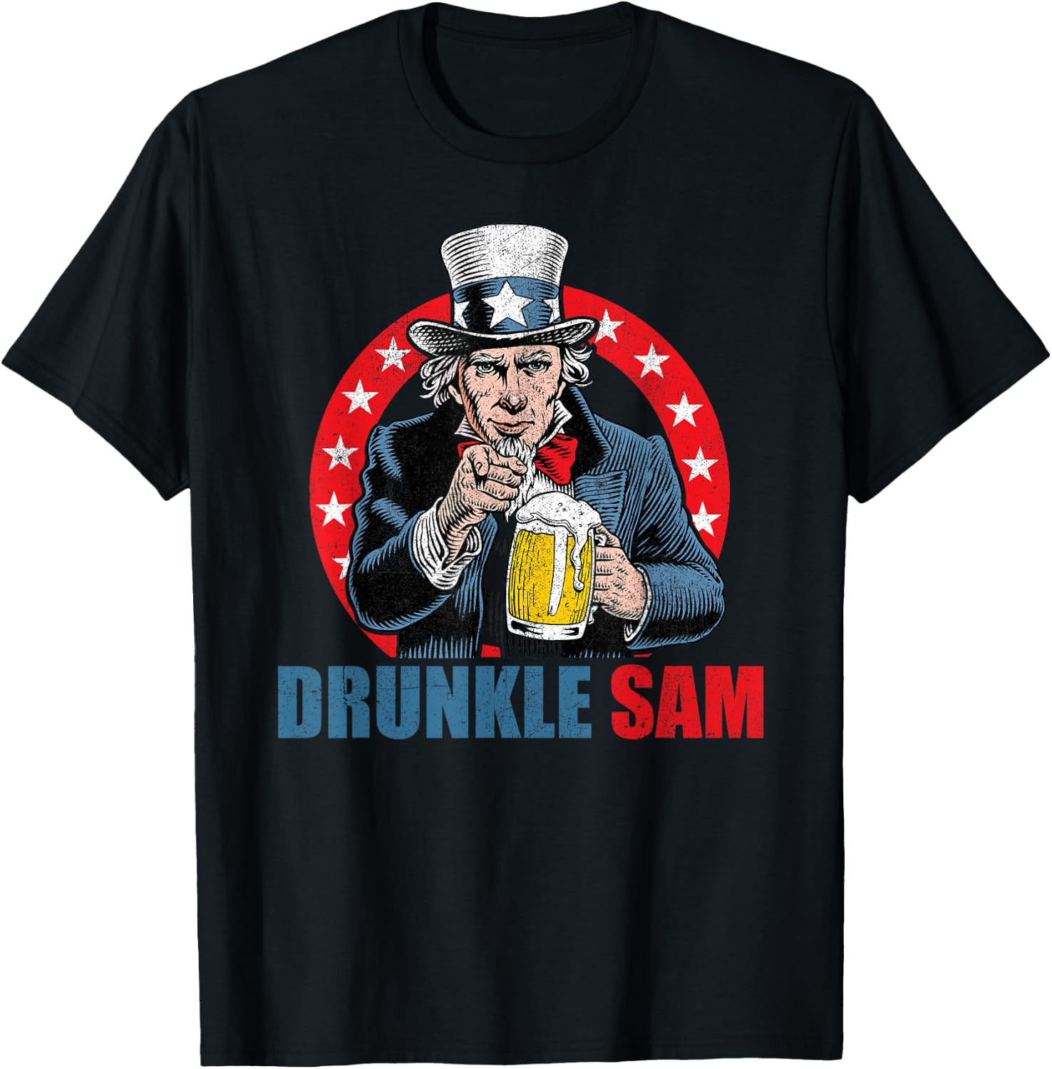 Drunkle Sam Funny 4th of July Uncle Sam USA Beer Drinking T-Shirt - T-Shirt | Black