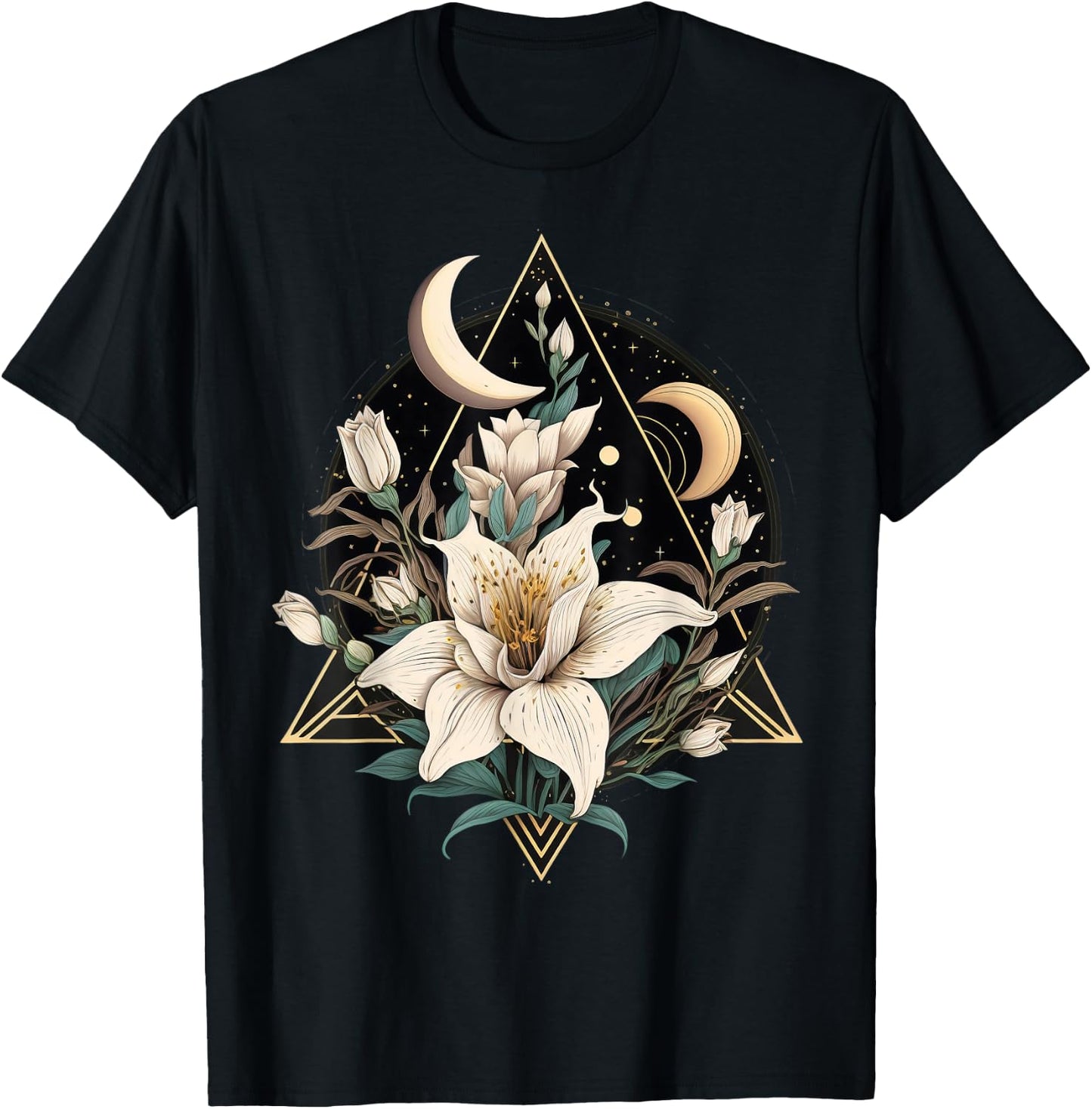 Beautiful Moon Lily Flower on floral Lily T-Shirt - T-Shirt | Black
