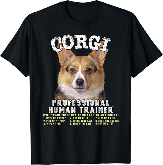 Corgi Professional Human Trainer T-Shirt - T-Shirt | Black