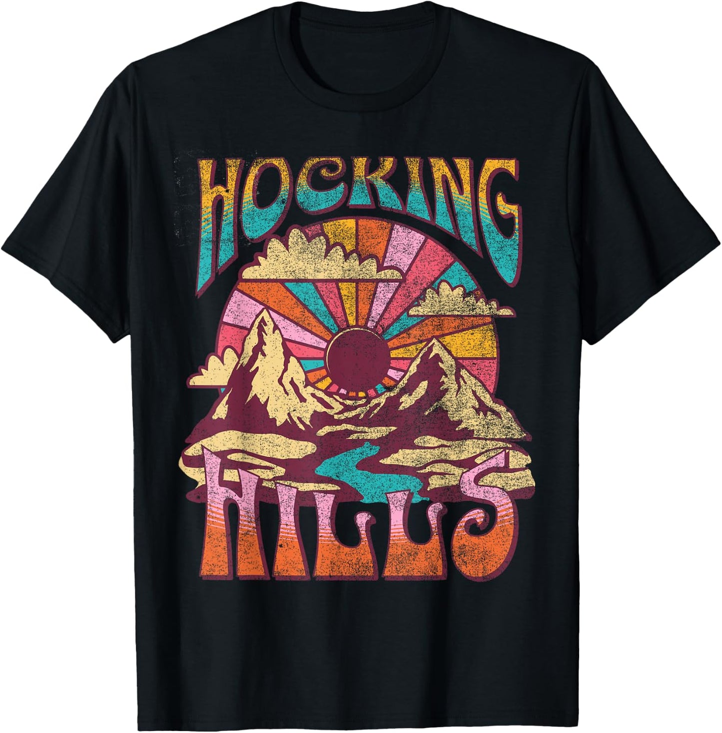 Hocking Hills Ohio Nature Hiking Mountains Outdoors Vintage T-Shirt - T-Shirt | Black