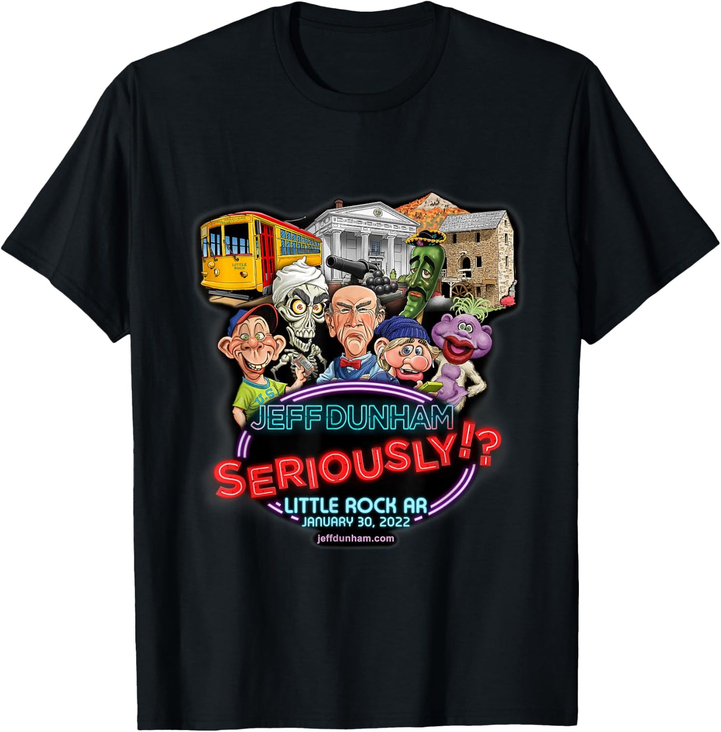 Jeff Dunham Little Rock, AR T-Shirt - T-Shirt | Black