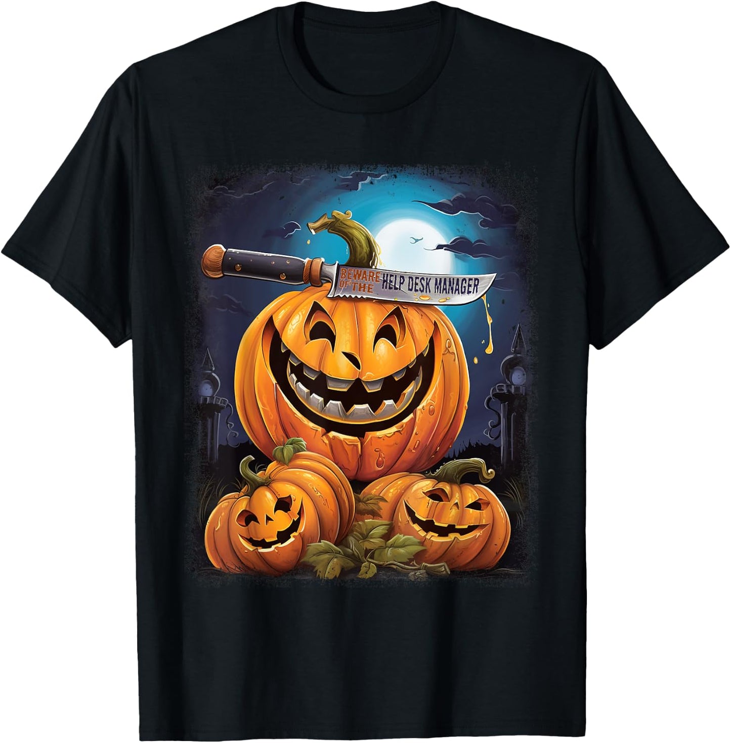 Help Desk Manager Funny Halloween Fun Pun Spooky T-Shirt - T-Shirt | Black