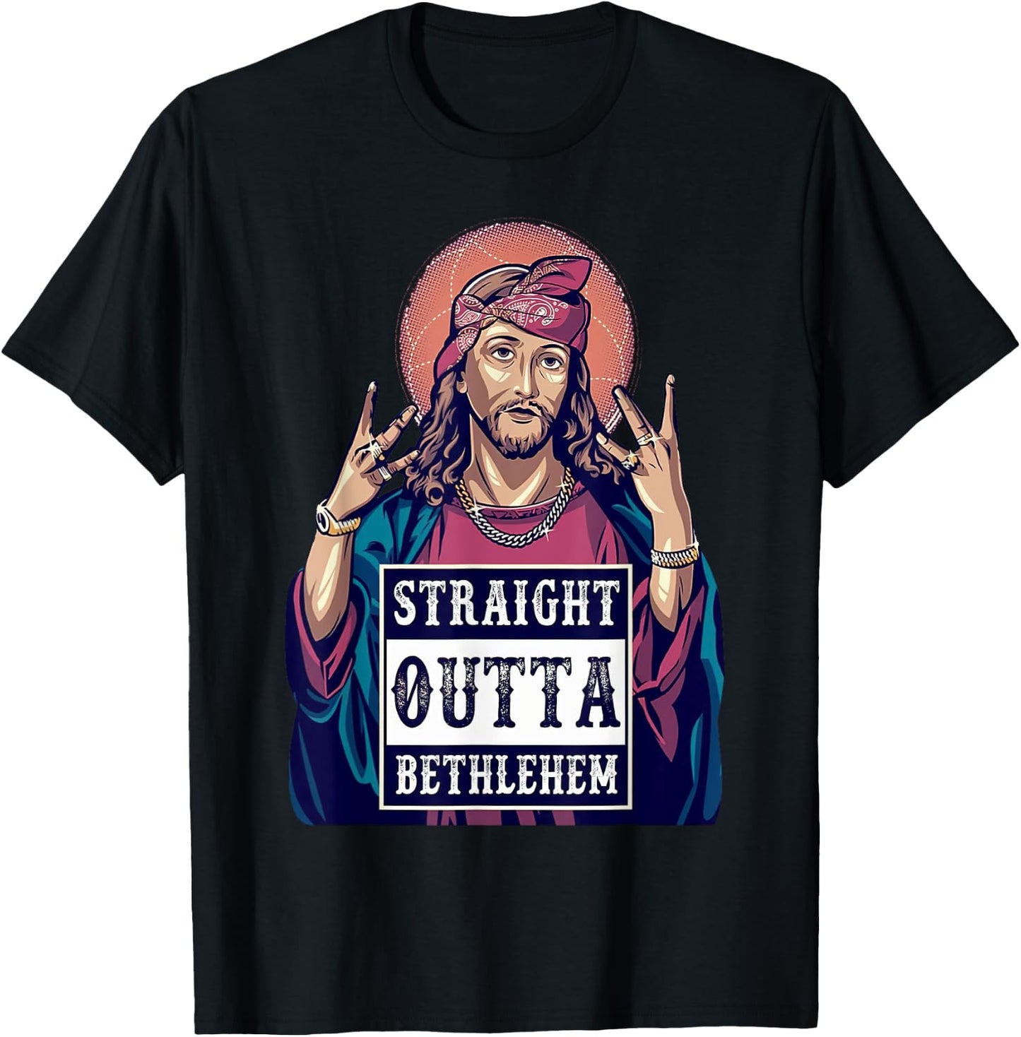 Funny Jesus Funny Christian Straight Outta Bethlehem T-Shirt - T-Shirt | Black