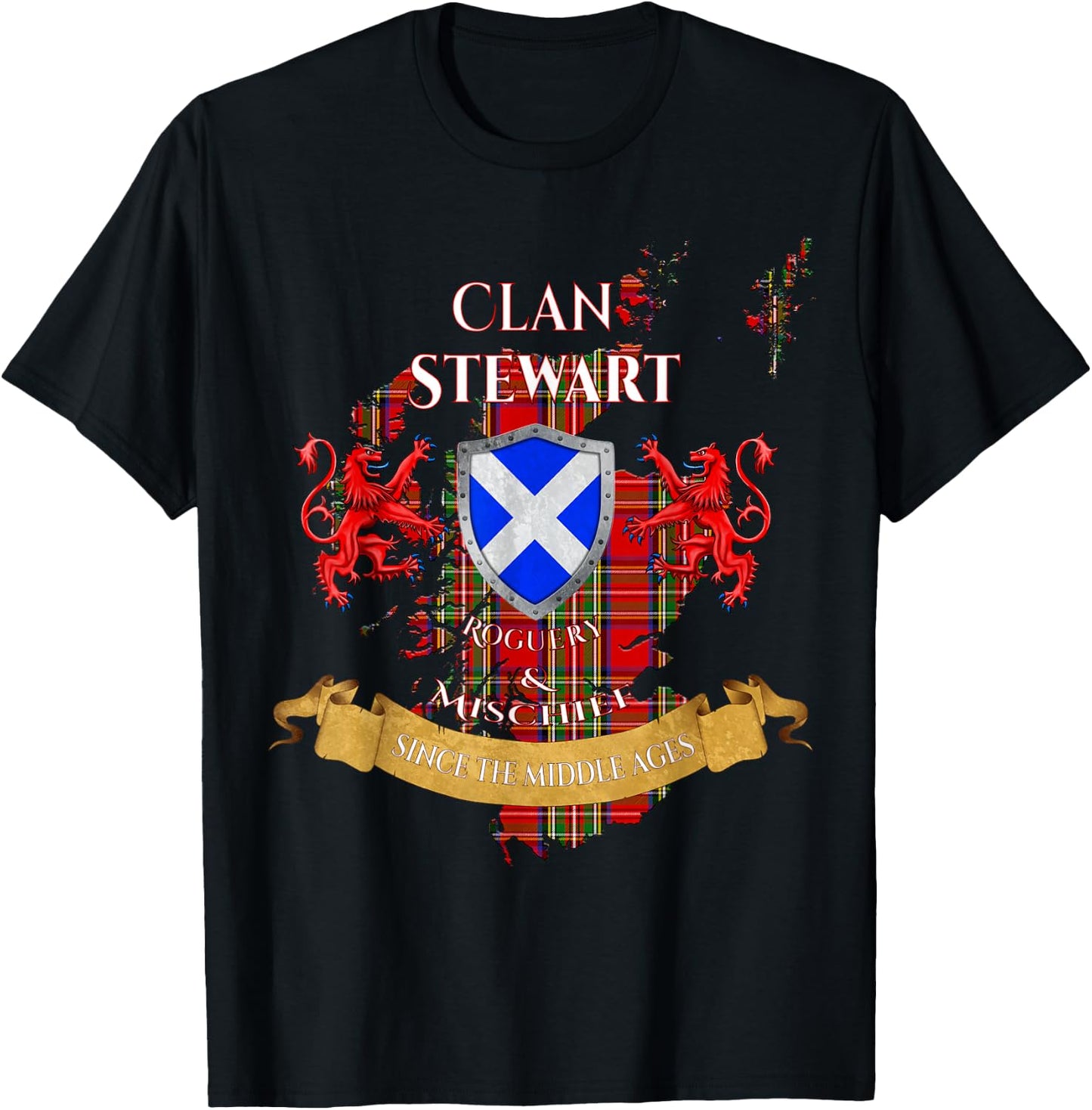 Stewart Scottish Family Clan Middle Ages Mischief T-Shirt - T-Shirt | Black