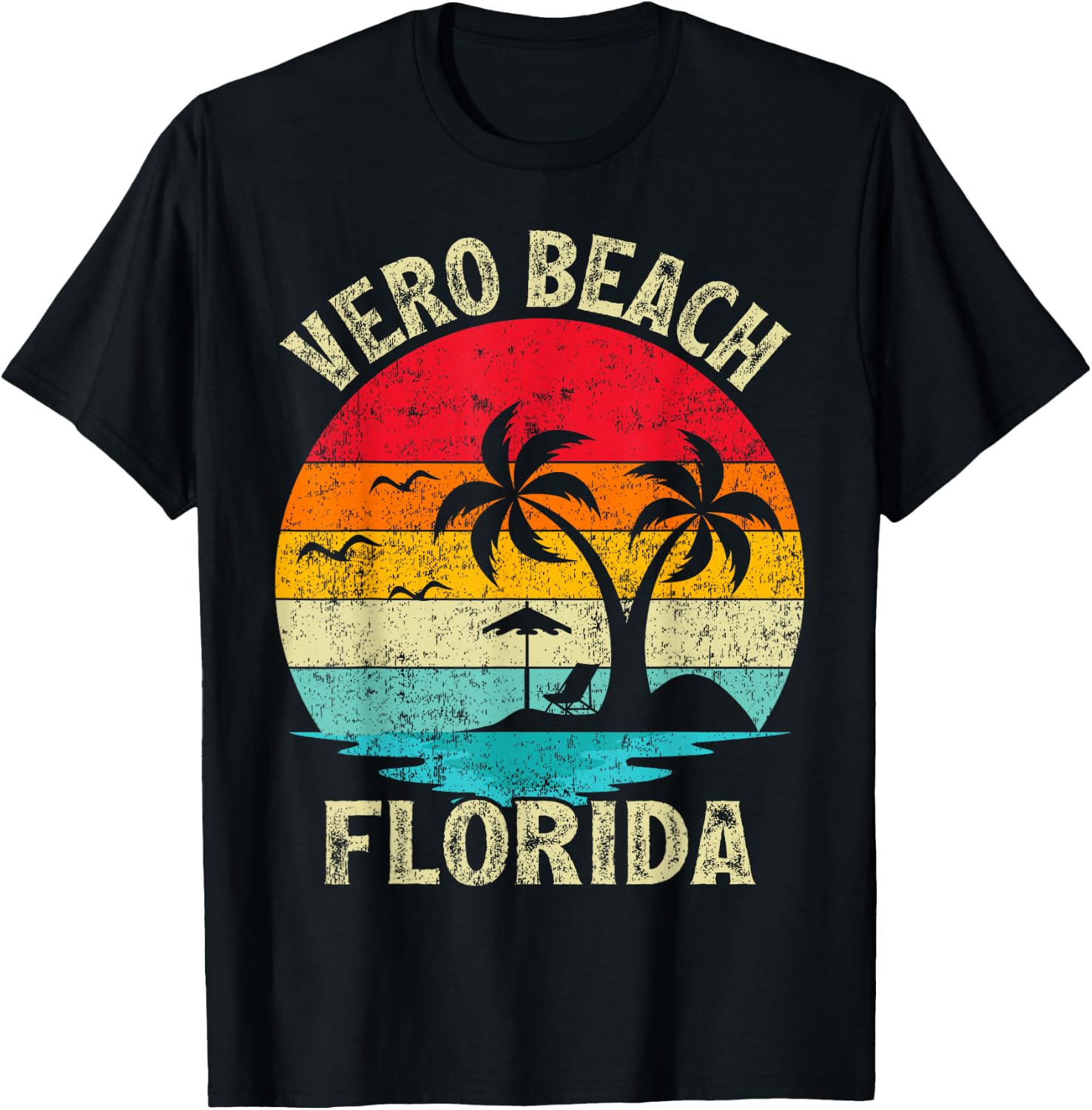 Family Vacation Vintage Retro Florida Vero Beach Women Girls Kids T-Shirt - T-Shirt | Black