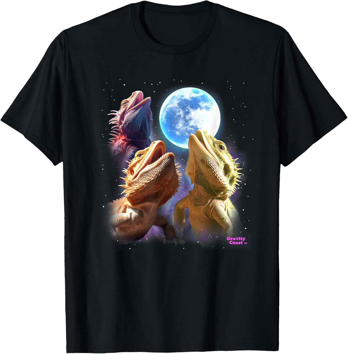 Bearded Dragon Shirts Lizards Howling at the Moon Beardies T-Shirt - T-Shirt | Black