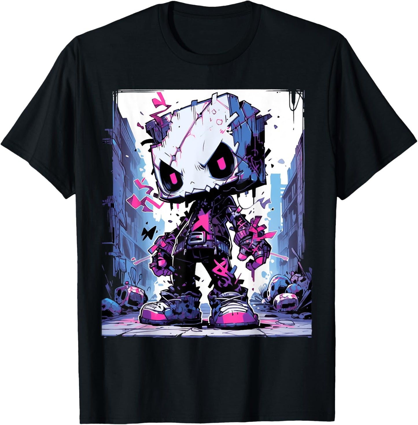 Funny Monster Cute Cartoon Comic Halloween Graffiti Anime T-Shirt - T-Shirt | Black