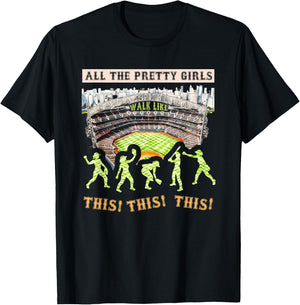 All The Pretty Girls Walk Like-This Baseball Softball Girl T-Shirt - T-Shirt | Black