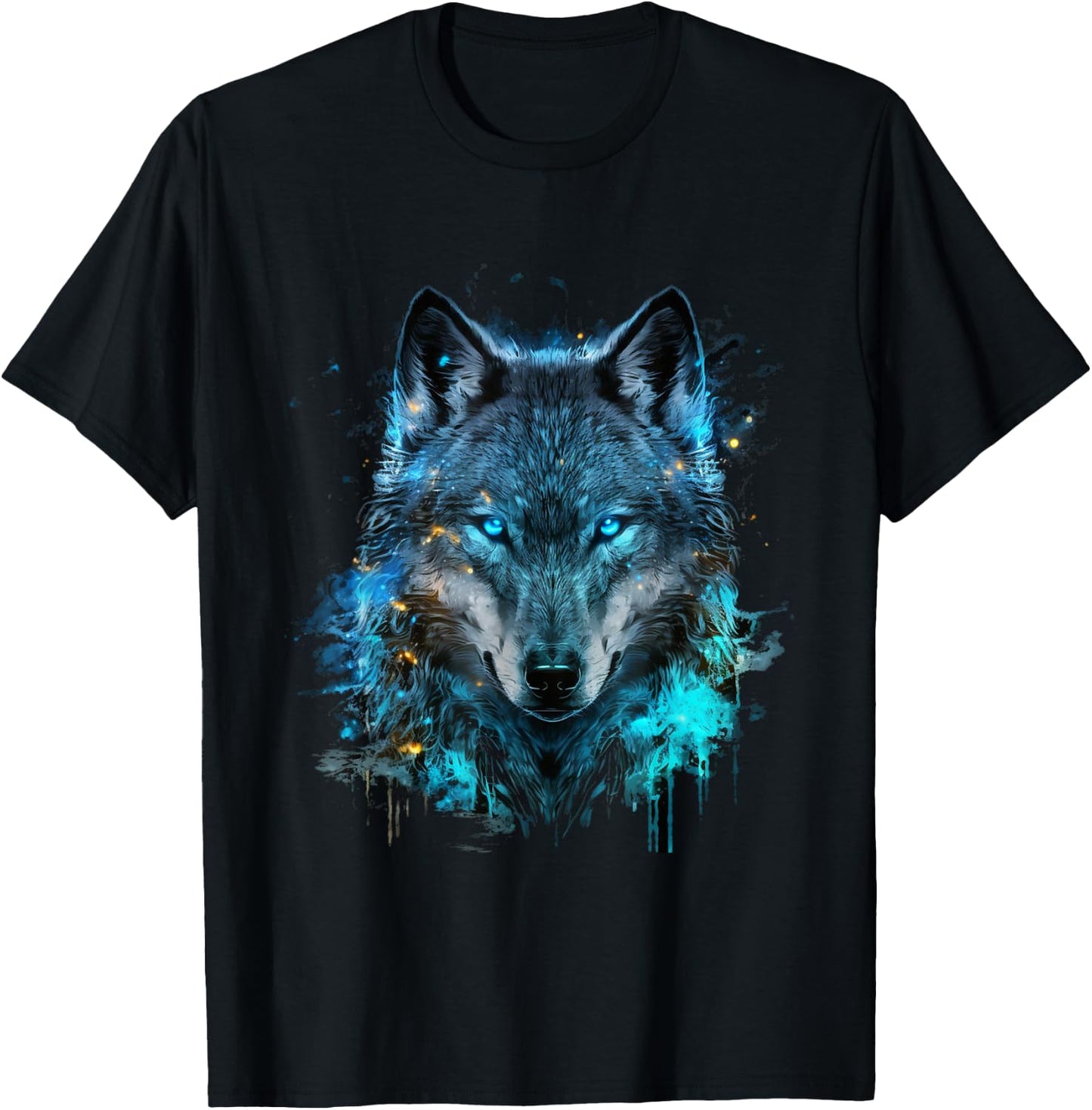 Wolf Art Abstract Wolf Face Wolves Animal Wolf Lover T-Shirt - T-Shirt | Black