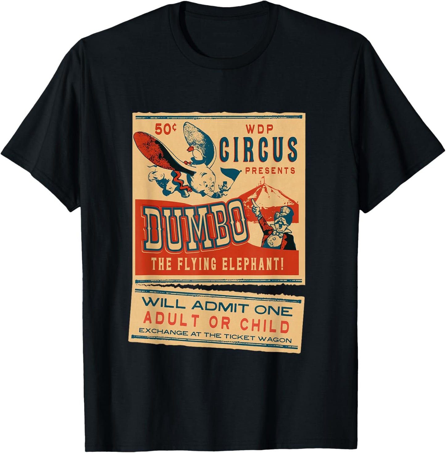 Disney Dumbo the Flying Elephant Circus Ticket Vintage Retro T-Shirt - T-Shirt | Black