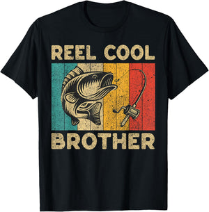 Father's Day Present Funny Fishing Reel Cool Brother T-Shirt - T-Shirt | Black