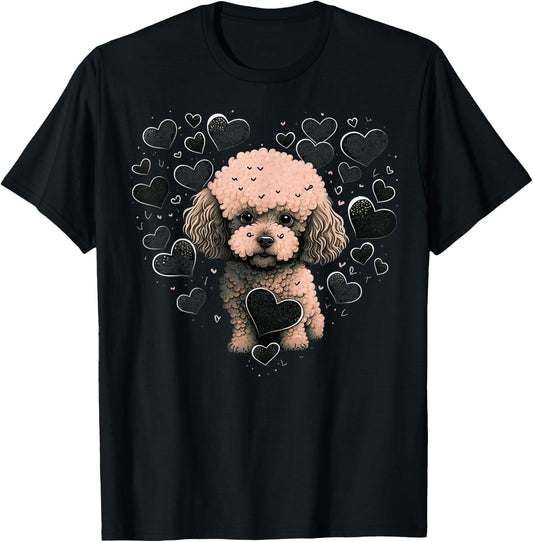 Toy Poodle Love Heart for Valentines Day on Poodle Lover T-Shirt - T-Shirt | Black