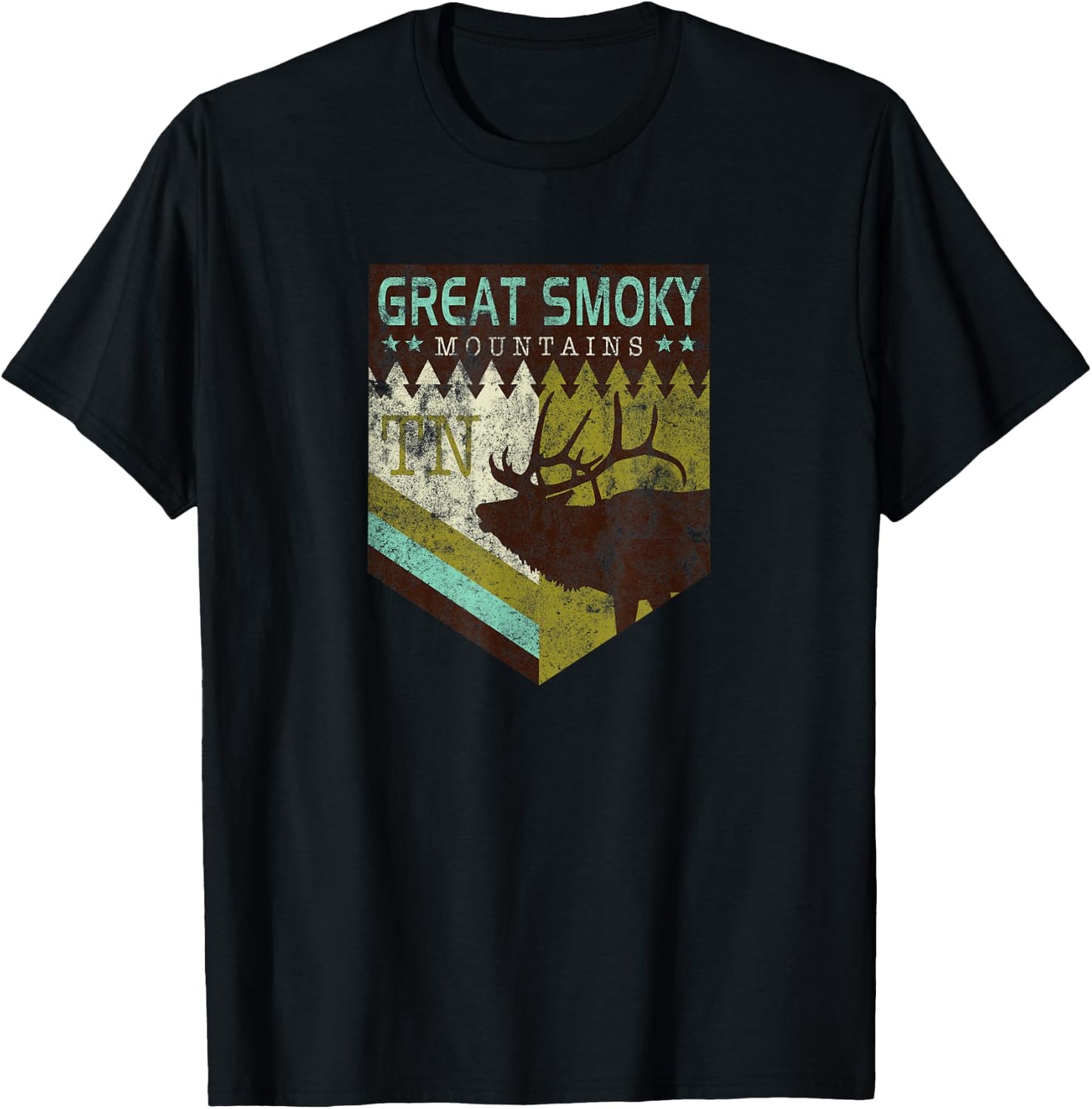 Great Smoky Mountains National Park Vintage Moose T-Shirt - T-Shirt | Black