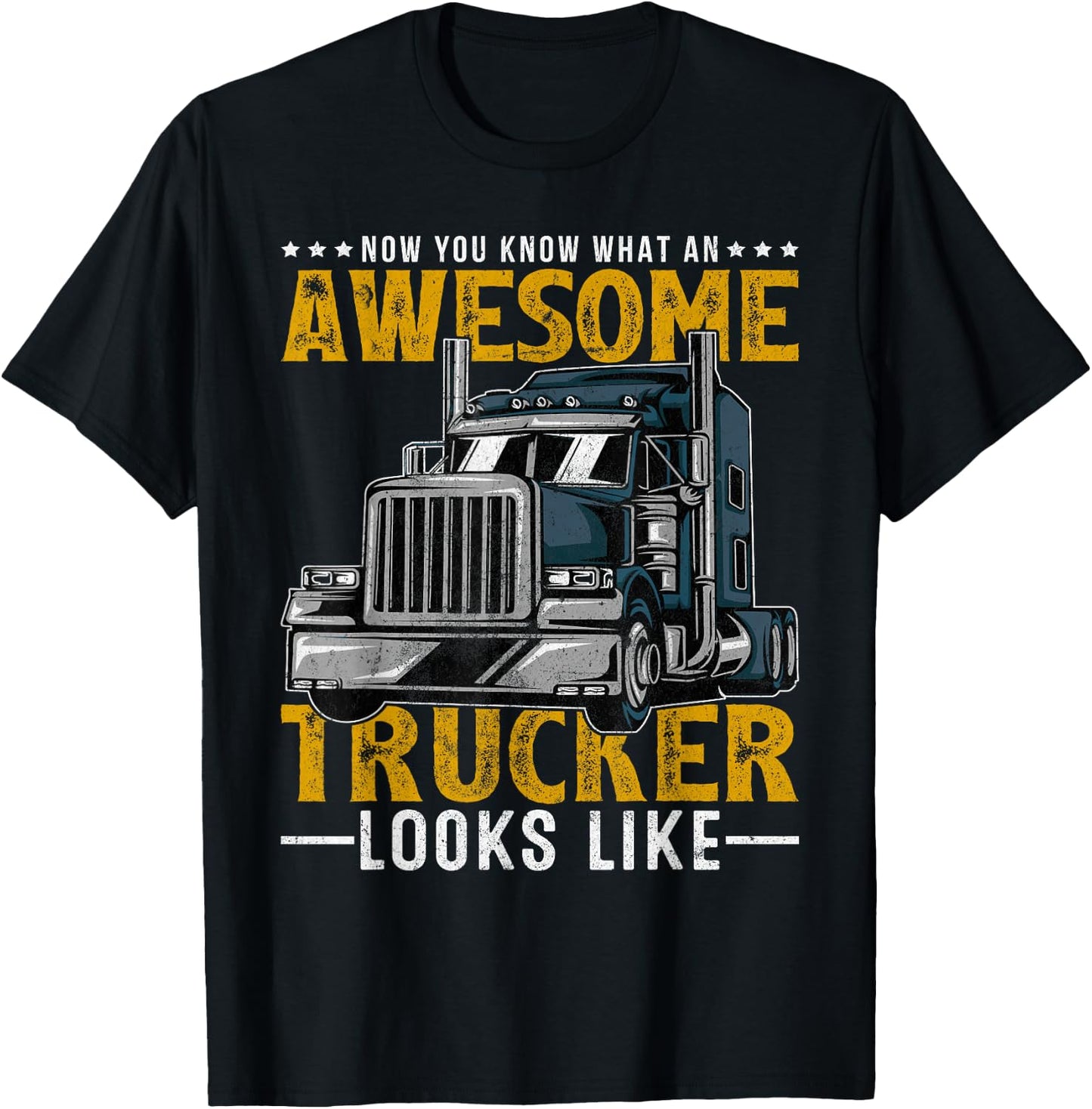 Now You Know What An Awesome Trucker Looks Like Truck Driver T-Shirt - T-Shirt | Black