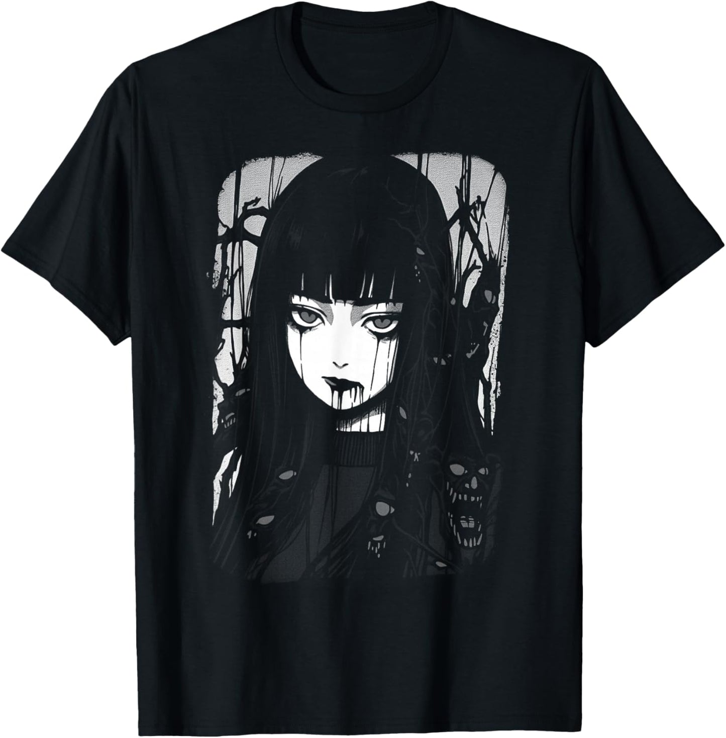 Creepy Japanese Anime Manga Horror | Pastel Goth Grunge T-Shirt - T-Shirt | Black