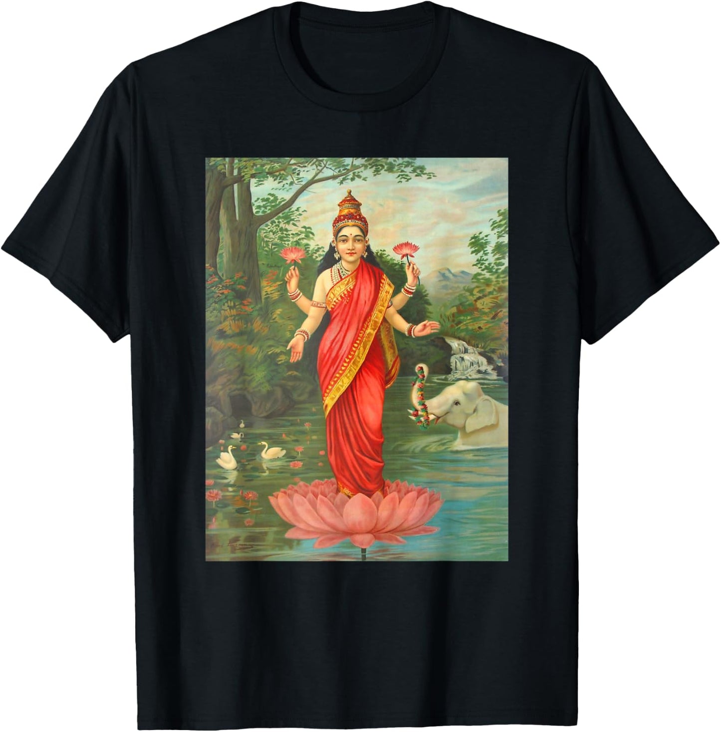 Goddess Lakshmi Painting T-Shirt - T-Shirt | Black