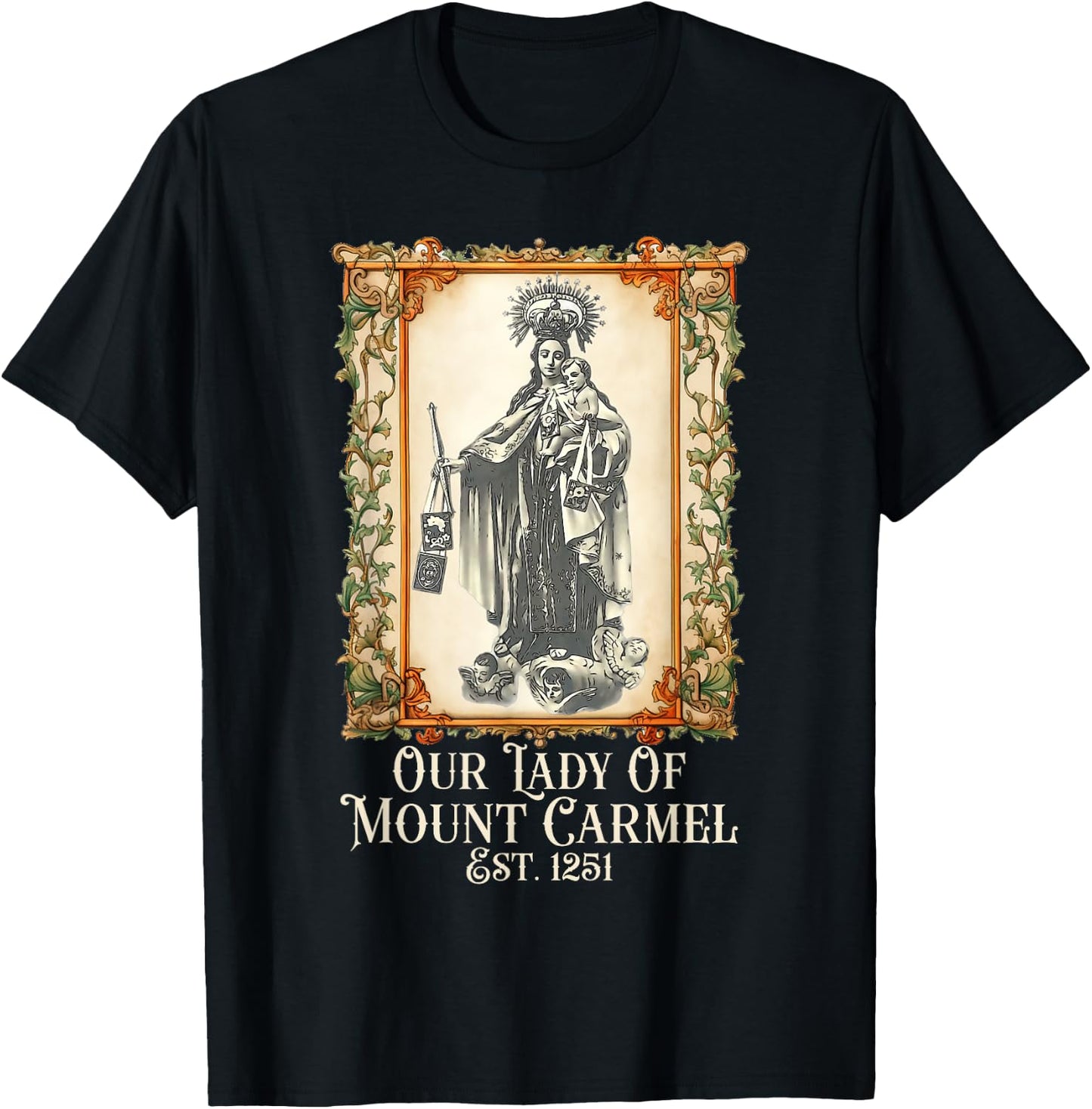 Our Lady of Mount Carmel Marian Catholic T-Shirt - T-Shirt | Black