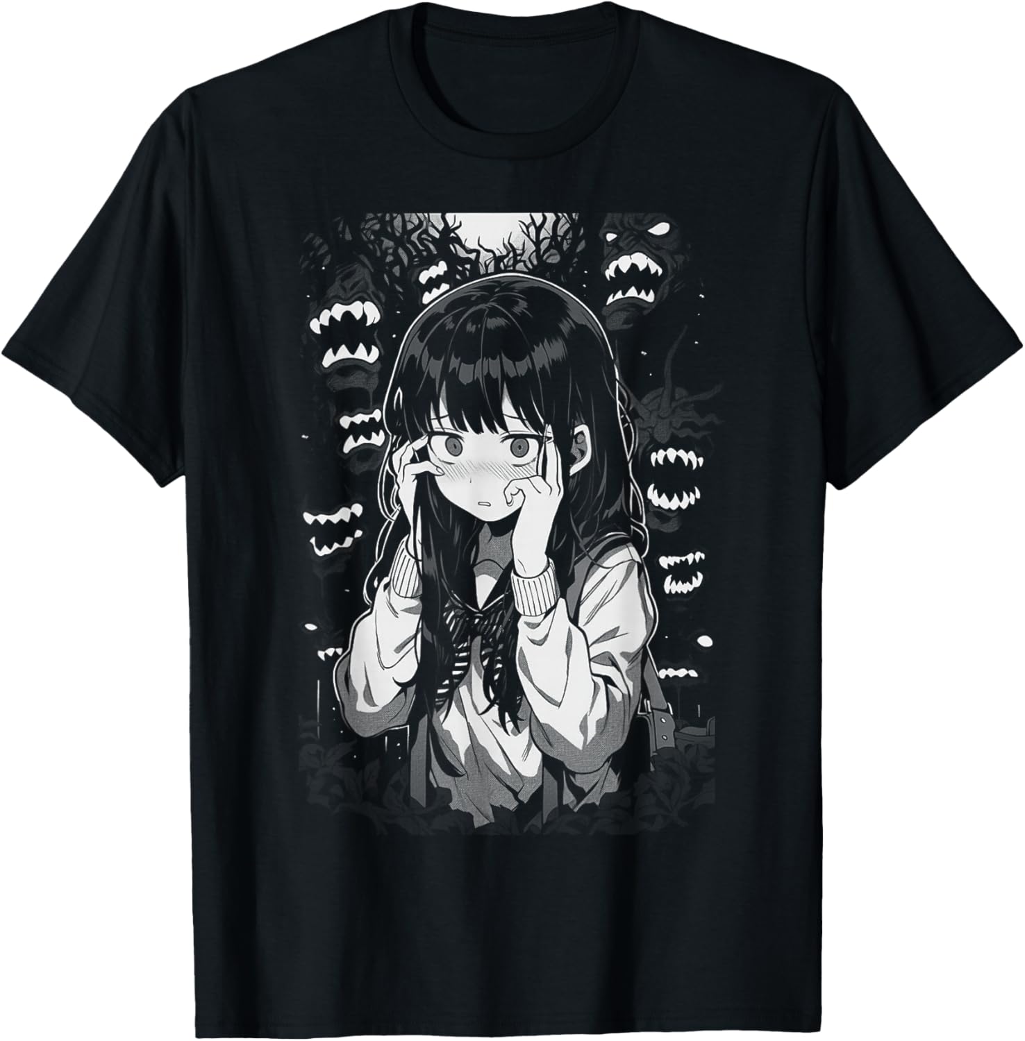 Horror Anime Manga Harajuku Gothic Grunge Aesthetic | Egirl T-Shirt - T-Shirt | Black