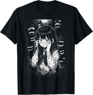 Horror Anime Manga Harajuku Gothic Grunge Aesthetic | Egirl T-Shirt - T-Shirt | Black