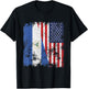 Nicaragua USA Flag Distressed - Half American T-Shirt - T-Shirt | Black