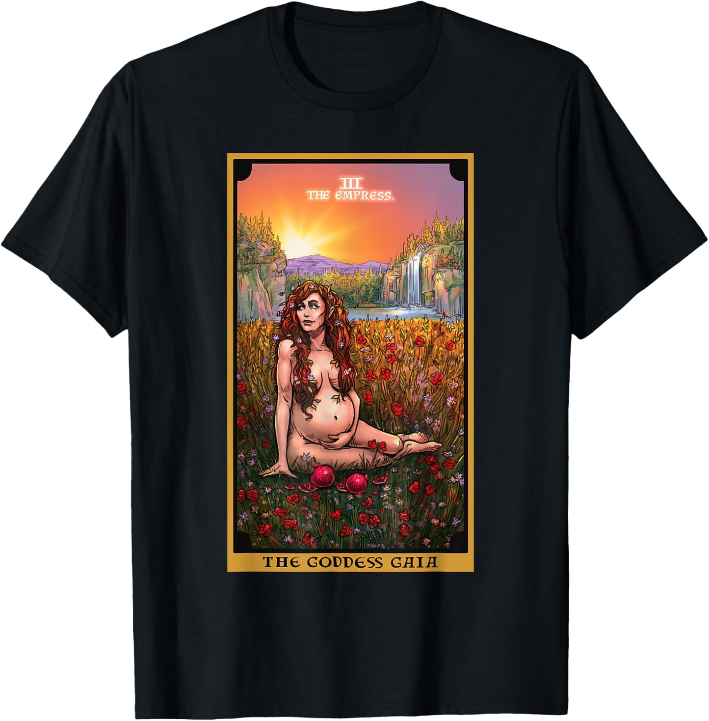 The Goddess Gaia The Empress Tarot Card Greek Pagan Witch T-Shirt - T-Shirt | Black
