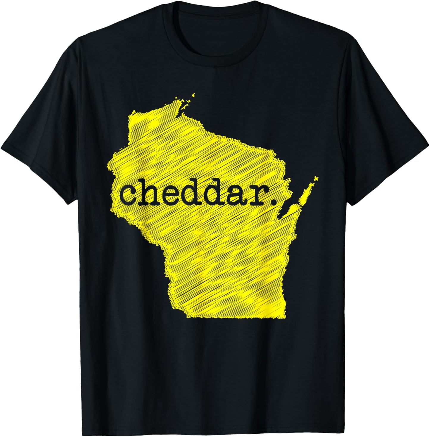 Wisconsin Cheddar Cheese Map Home Graphic T-Shirt - T-Shirt | Black