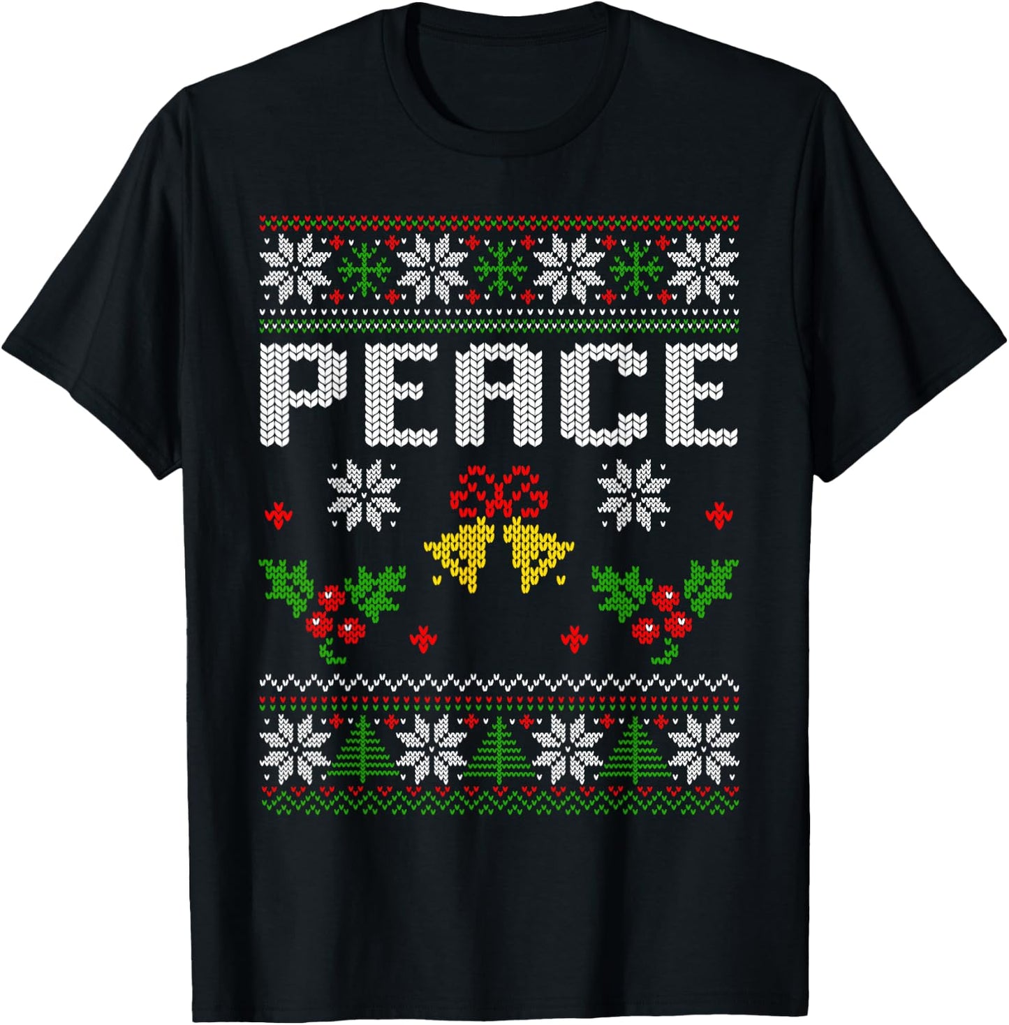 Peace I Come in Peace Couple Matching Ugly Christmas Sweater T-Shirt - T-Shirt | Black