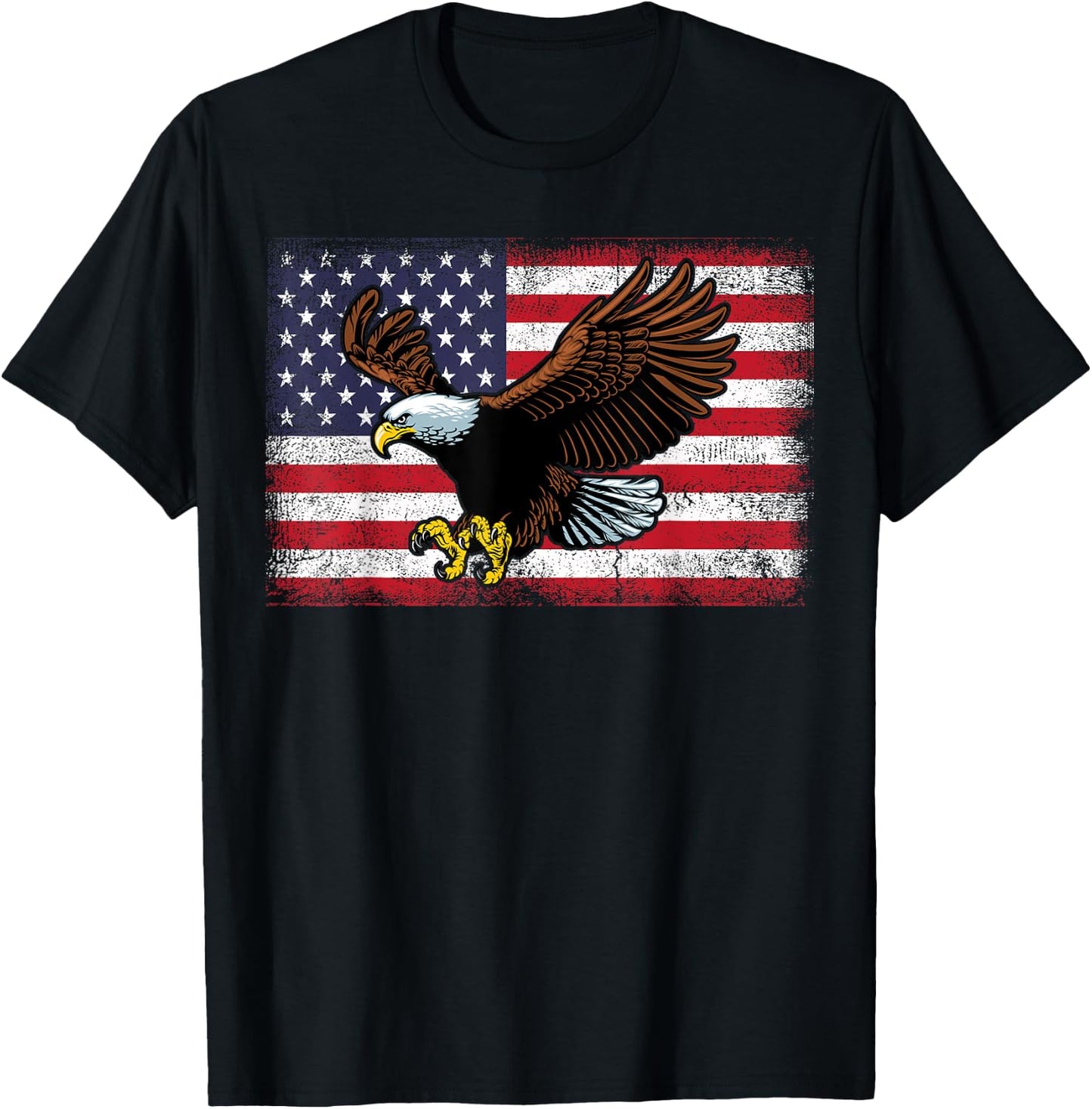 Bald Eagle Shirts, Patriotic American Flag Christmas T-Shirt - T-Shirt | Black
