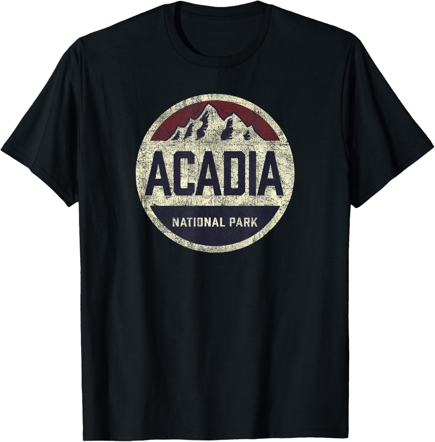 Retro Acadia National Park Vintage Mountain Women Men Hiking T-Shirt - T-Shirt | Black