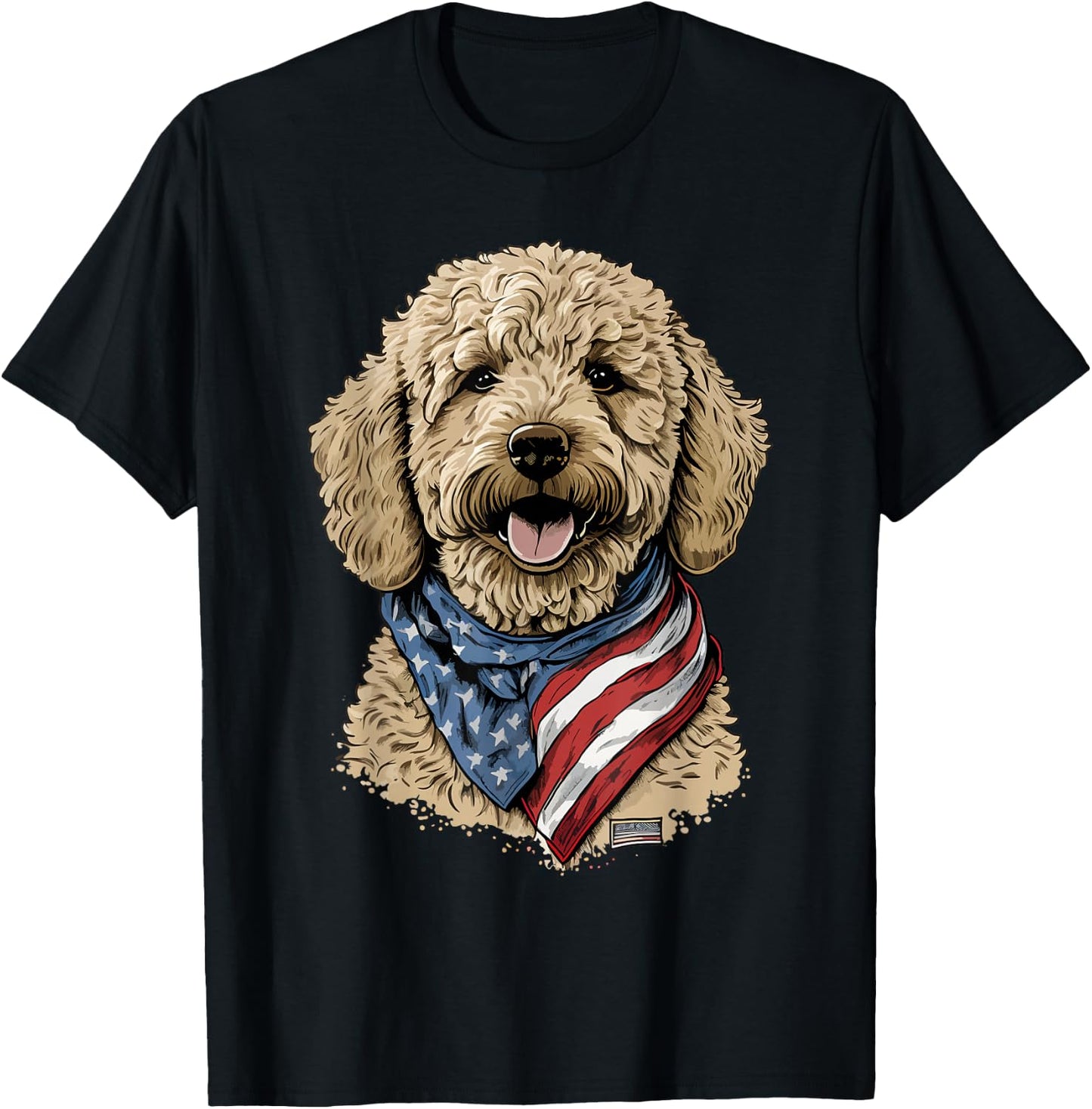 Goldendoodle 4th of july patriotic golden doodle dog T-Shirt - T-Shirt | Black