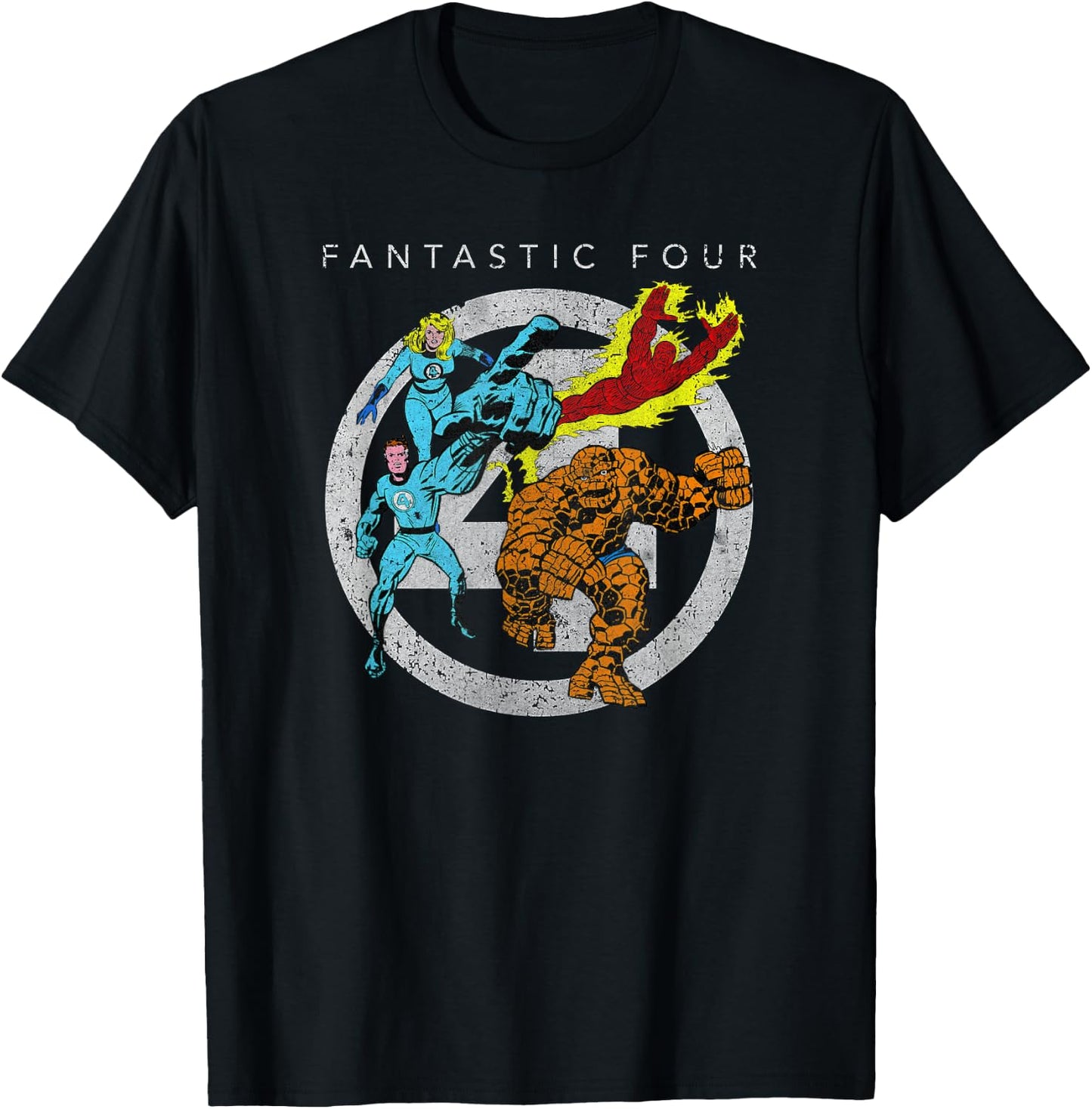 Marvel Fantastic Four Team up Distressed Classic Logo T-Shirt - T-Shirt | Black