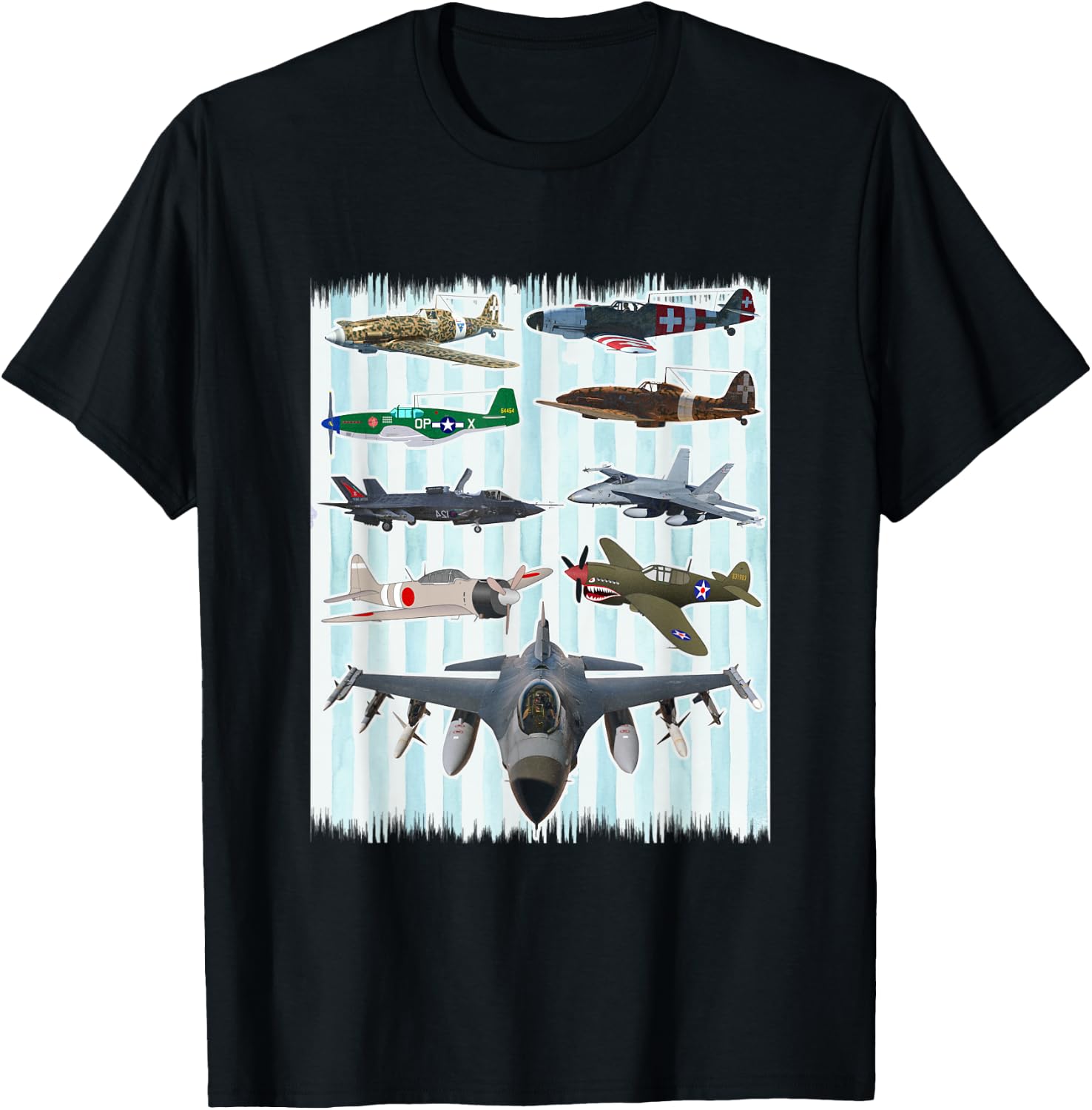 WW2 Planes Warbirds P51 Mustang Spitfire Messerschmitt T-Shirt - T-Shirt | Black