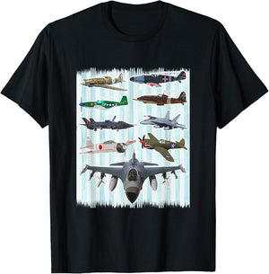 WW2 Planes Warbirds P51 Mustang Spitfire Messerschmitt T-Shirt - T-Shirt | Black