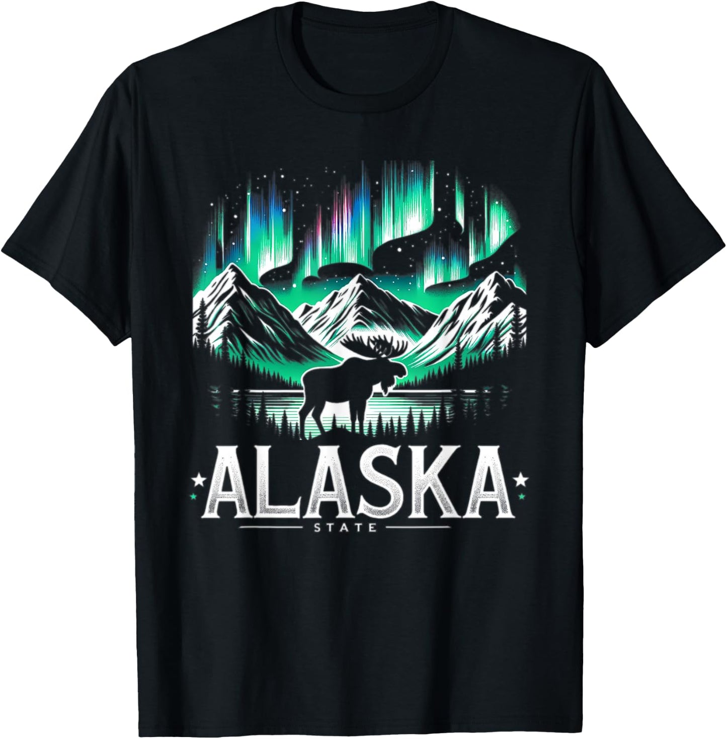 Alaska Day The Last Frontier Alaska Mountain Moose Souvenir T-Shirt - T-Shirt | Black