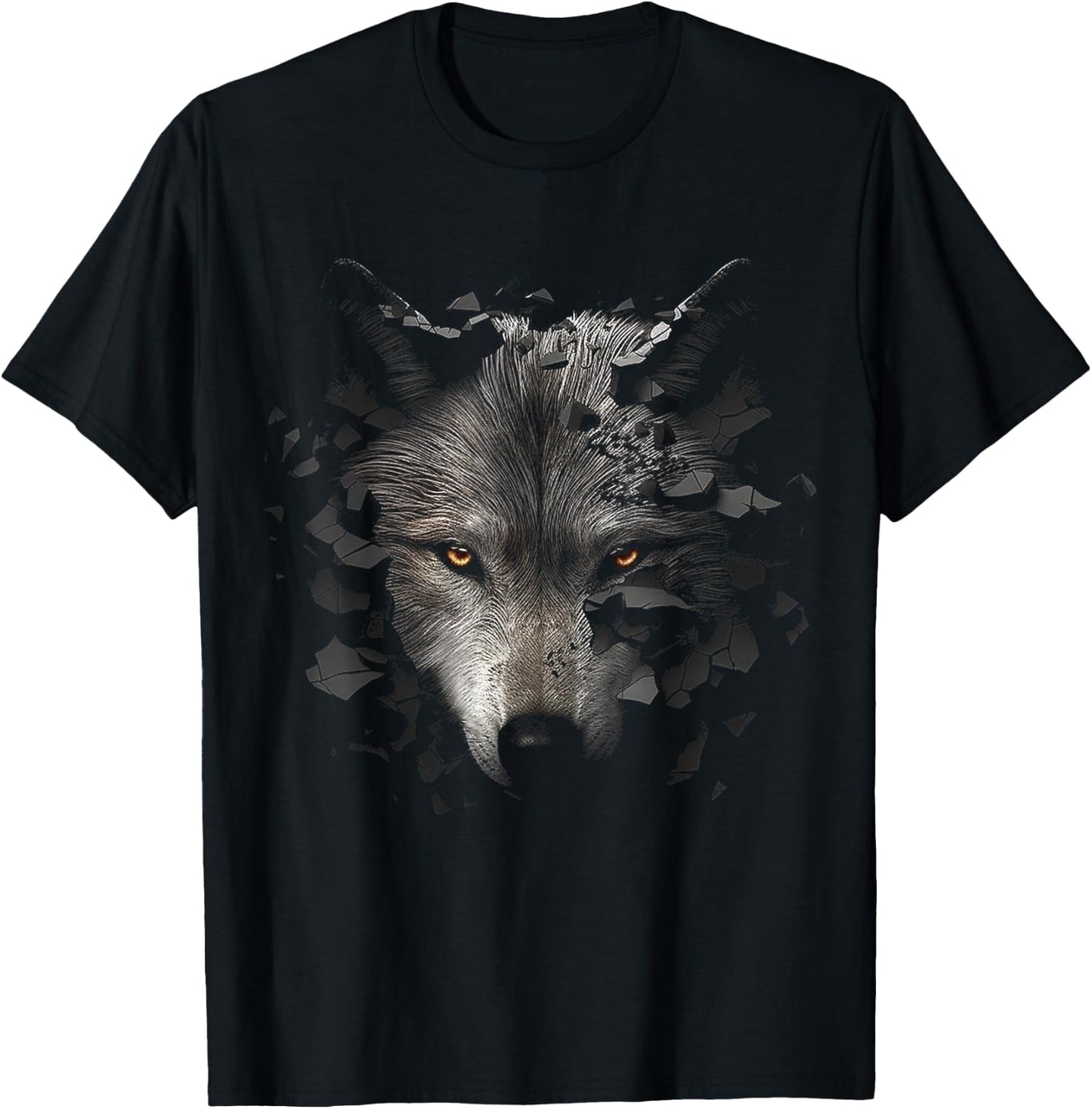 Wolf Lover Fantasy Artwork | Animal Motif Wolf T-Shirt - T-Shirt | Black