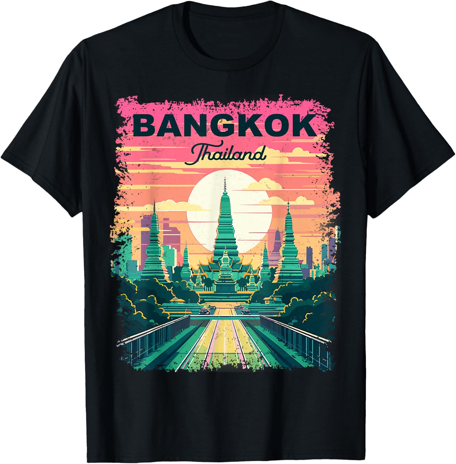 Bangkok Thailand Vintage Retro T-Shirt - T-Shirt | Black