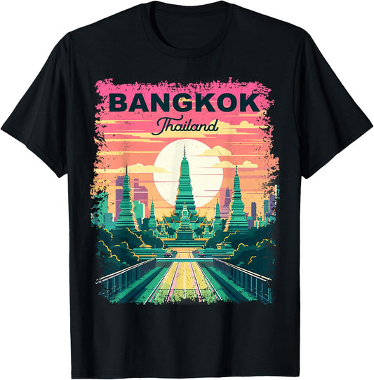 Bangkok Thailand Vintage Retro T-Shirt - T-Shirt | Black