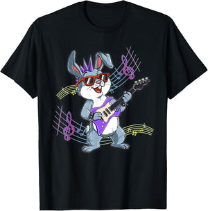 Rabbit Guitar Rockstar T-Shirt - T-Shirt | Black