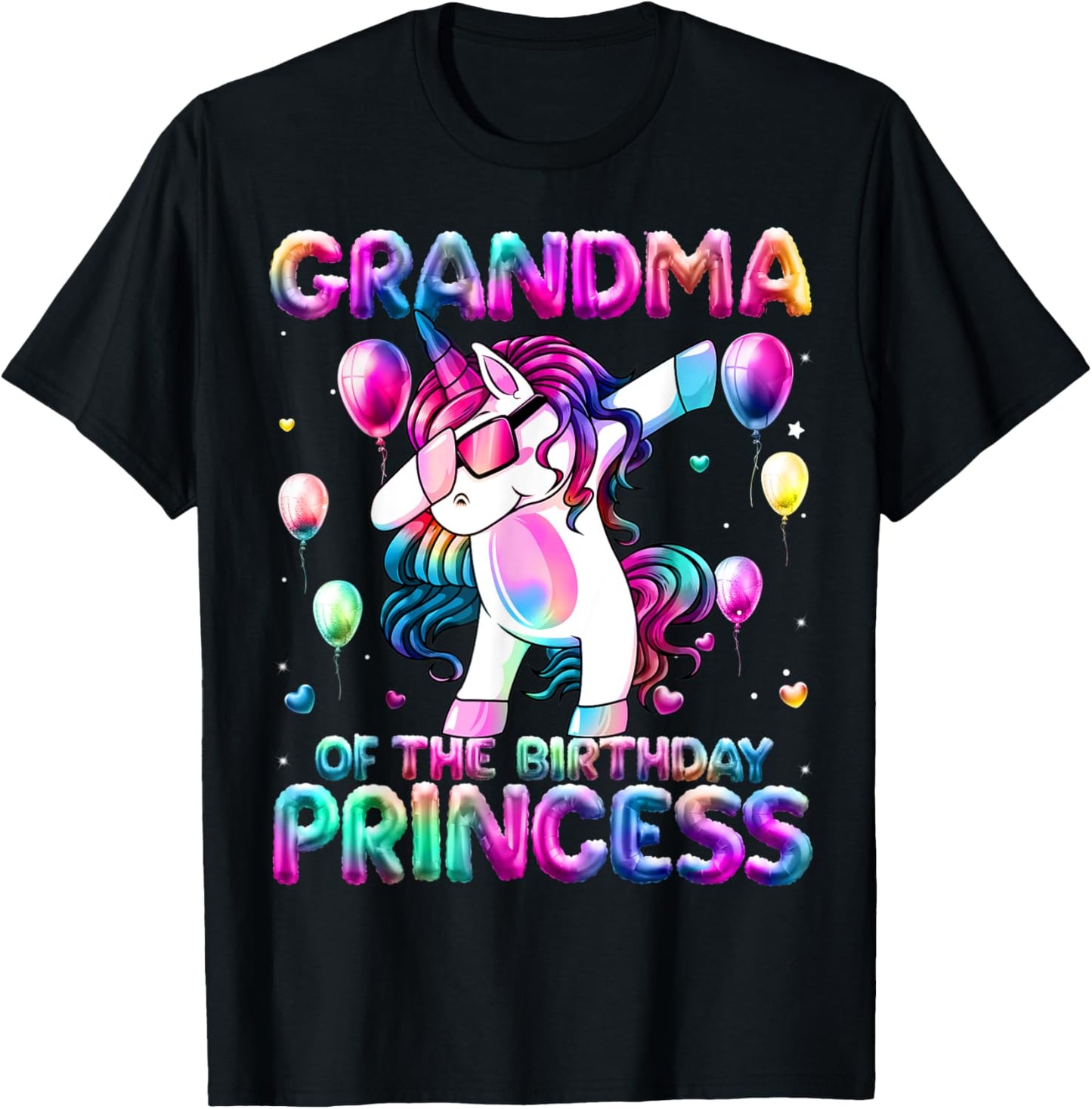 Grandma of the Birthday Princess Girl Dabbing Unicorn Mimi T-Shirt - T-Shirt | Black