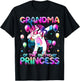 Grandma of the Birthday Princess Girl Dabbing Unicorn Mimi T-Shirt - T-Shirt | Black