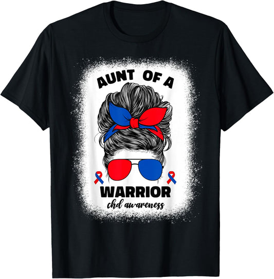 Aunt of a Warrior CHD Congenital Heart Defect Awareness Aunt T-Shirt - T-Shirt | Black
