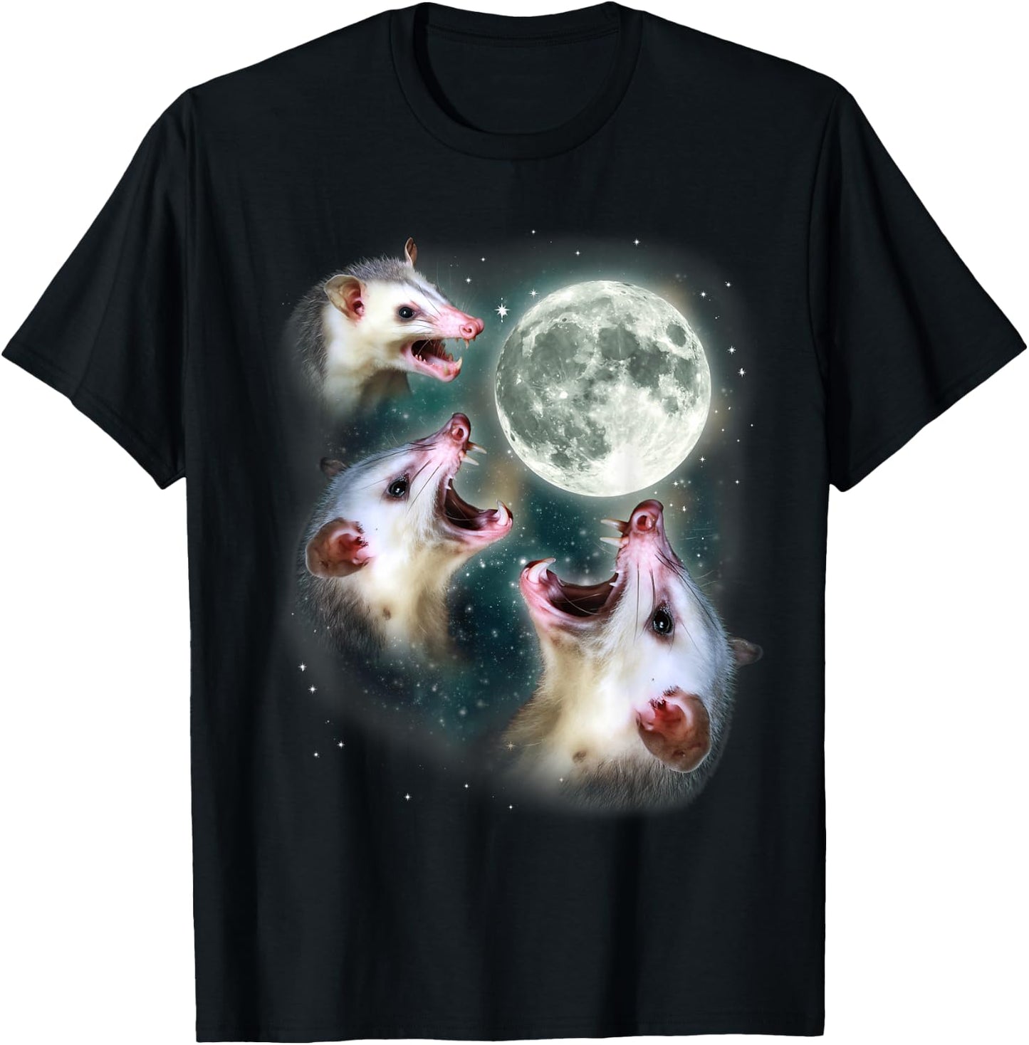 Possum Moon Shirt | 3 Opossums Weird Dead Moon Cursed Meme T-Shirt - T-Shirt | Black