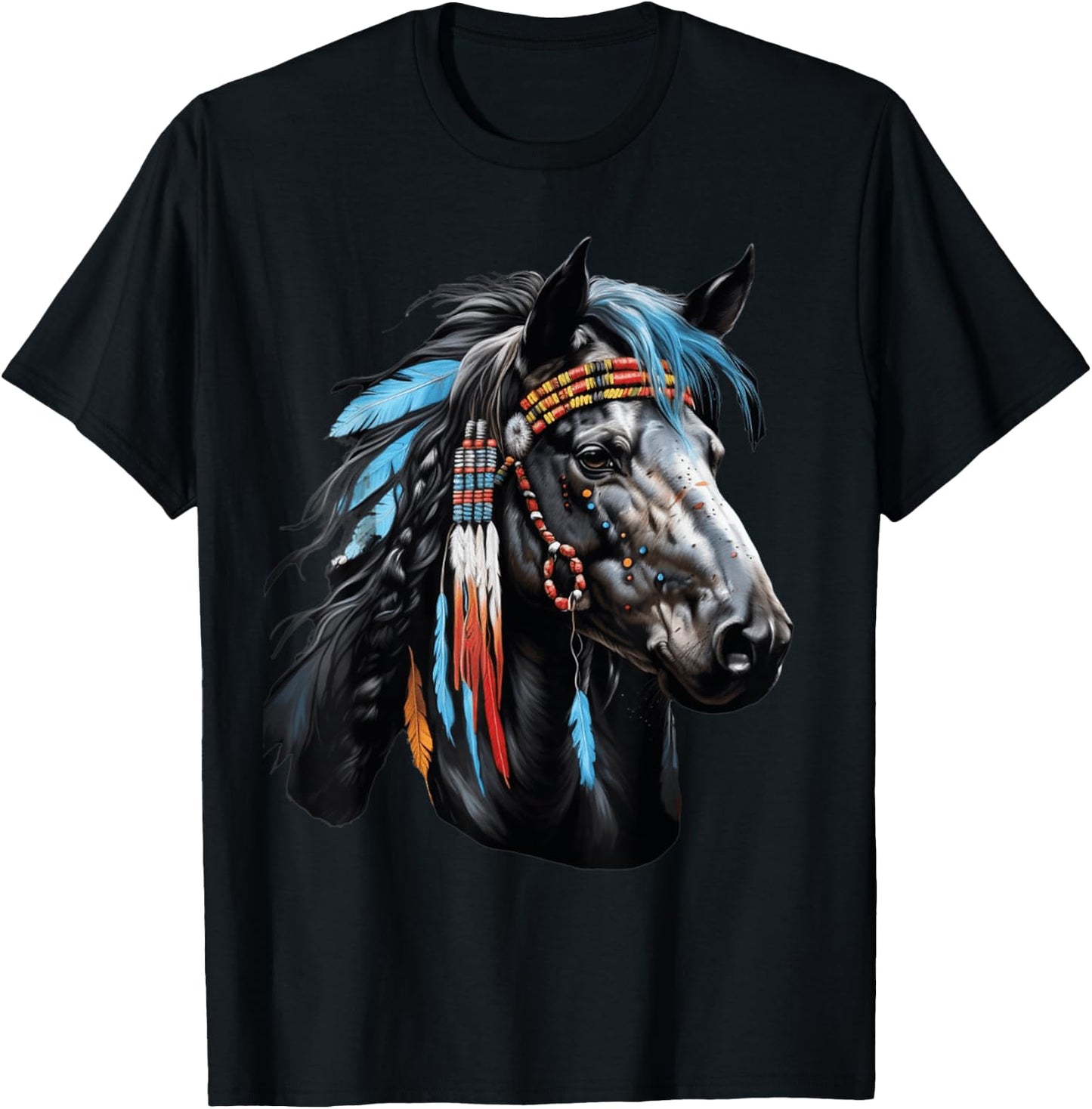 Power Native American Horse - for spirit and body T-Shirt - T-Shirt | Black