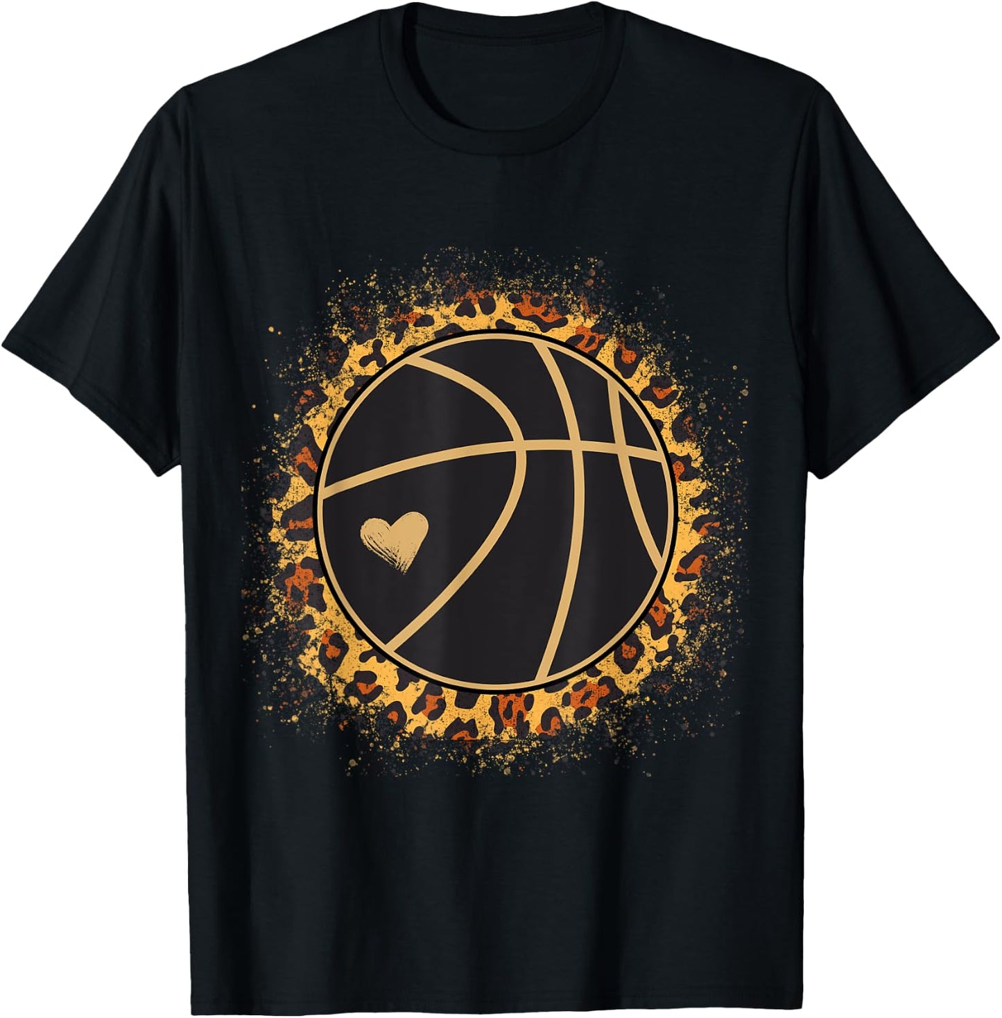 Cute Basketball Leopard Print, Female Basketball Player T-Shirt - T-Shirt | Black